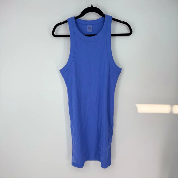 TNA Periwinkle Ribbed Sleeveless Athletic High Neck MIDI Dress - Picture 1 of 4